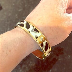 Coach Animal Print Bangle, Gold & White Bracelet